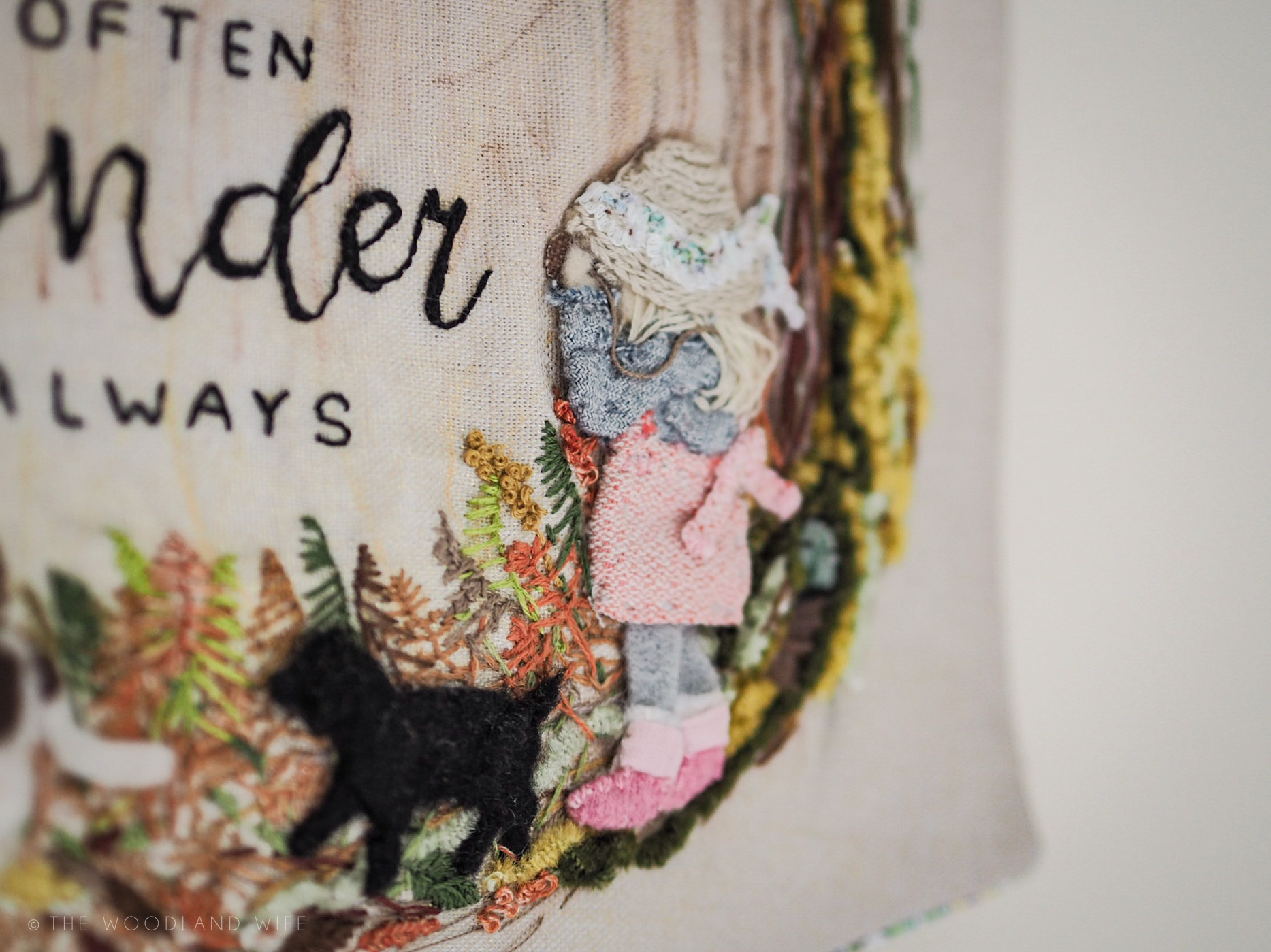 The Woodland Wife - Olly and Mills - Fabric Picture - Textile Art Wall Hanging - Fabric Banner